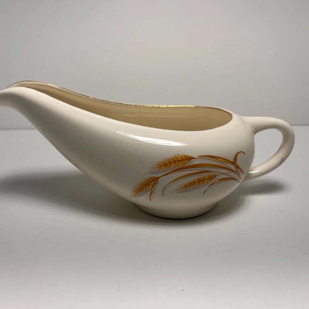 3/$25 SALE! Vintage Homer Laughlin Golden Wheat Cream Gravy‎ Boat with Creamer